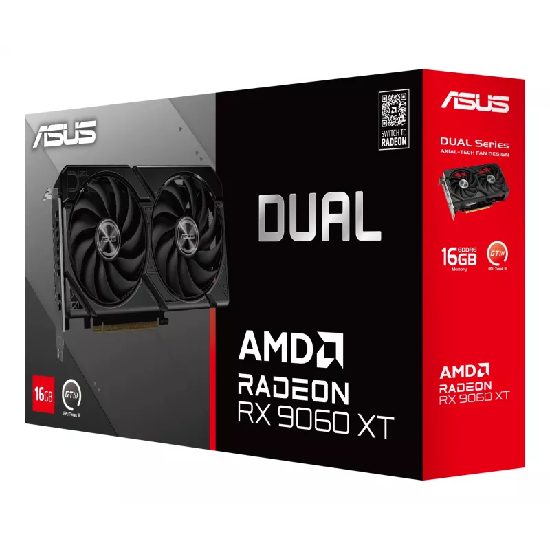 Graafikakaart ASUS Dual Radeon RX 9060 XT 16 GB GDDR6, 128-bit, PCIe 5.0, 2 ventilaatorit