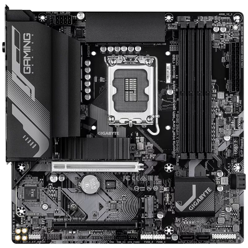GIGABYTE B760M GAMING X WIFI6E GEN5 Micro ATX emaplaat, LGA1700, B760, DDR5 kuni 5600MHz, 4 DIMM, 2x PCIe 4.0 M.2, Wi‑Fi 6E, 2.5GbE