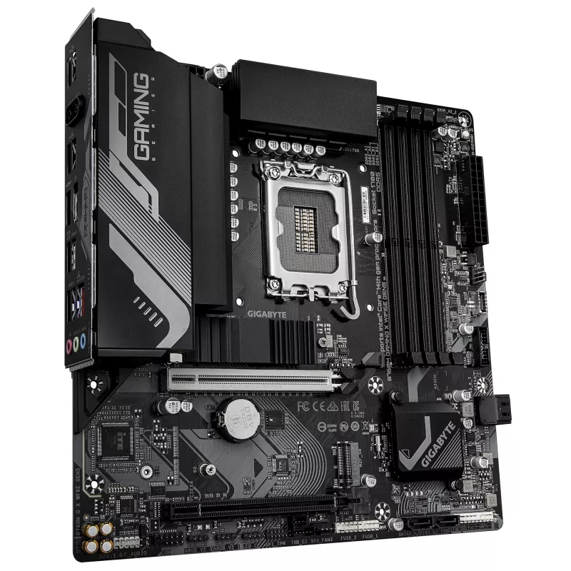GIGABYTE B760M GAMING X WIFI6E GEN5 Micro ATX emaplaat, LGA1700, B760, DDR5 kuni 5600MHz, 4 DIMM, 2x PCIe 4.0 M.2, Wi‑Fi 6E, 2.5GbE