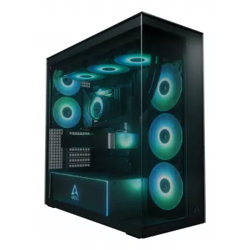 ARCTIC Xtender (Must) Premium E-ATX PC korpus, Midi Tower, PC, Must, EATX, Metall, Karastatud klaas, Mängimine