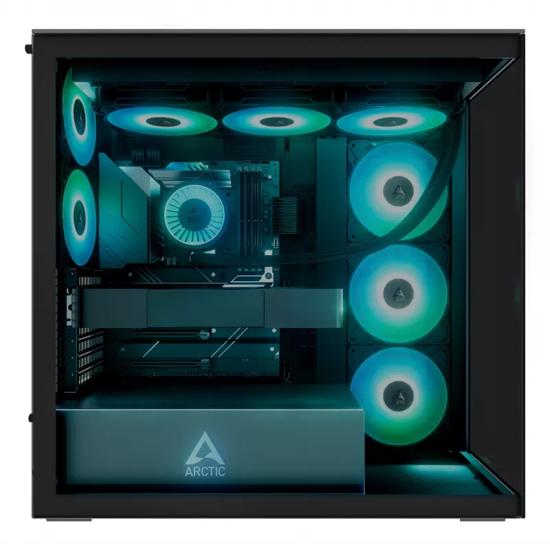 ARCTIC Xtender (Must) Premium E-ATX PC korpus, Midi Tower, PC, Must, EATX, Metall, Karastatud klaas, Mängimine