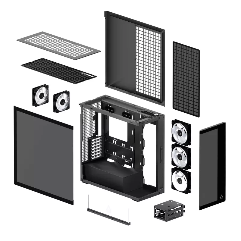 ARCTIC Xtender (Must) Premium E-ATX PC korpus, Midi Tower, PC, Must, EATX, Metall, Karastatud klaas, Mängimine