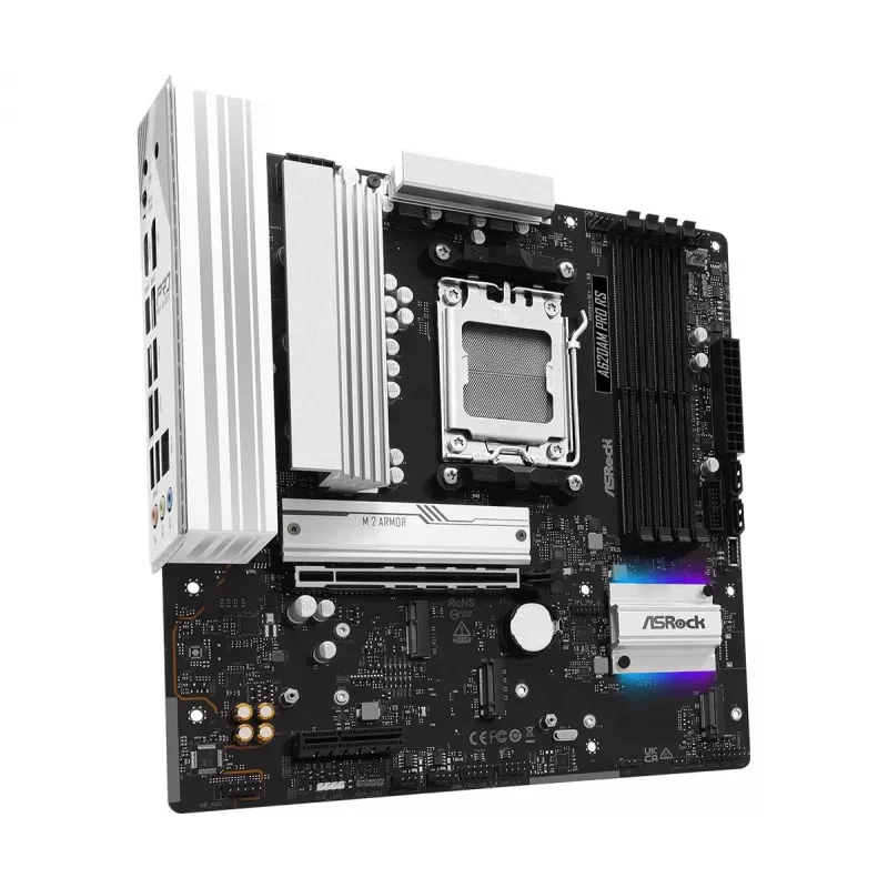 ASRock emaplaat A620AM Pro Rs AM5 AMD A620A 4 x DDR5 1 x HDMI 2.1 TMDS/FRL 8G ühilduv 1 x DisplayPort 1.4 DSC-ga mATX