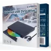 Sisemine DVD±RW-kirjutaja Gembird DVD-USB-031 — USB USB-C, 24x CD / 8x DVD, eestlaadimine, must, 140×18×140 mm