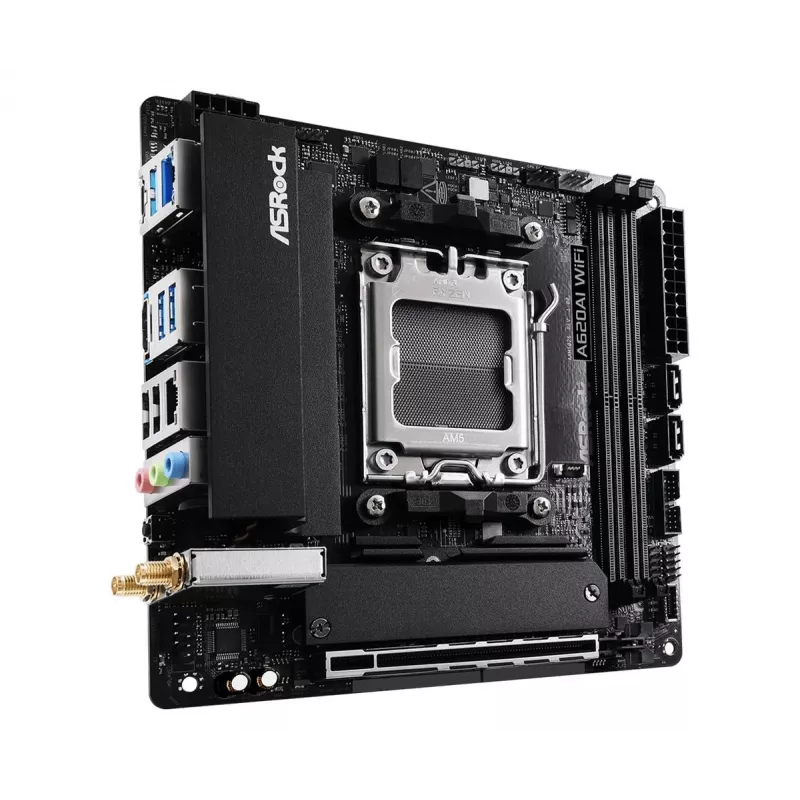 ASRock emaplaat A620AI Wi-Fi AM5 AMD A620A 2 x DDR5 1 x HDMI 2.1 TMDS/FRL 8G ühilduv mITX