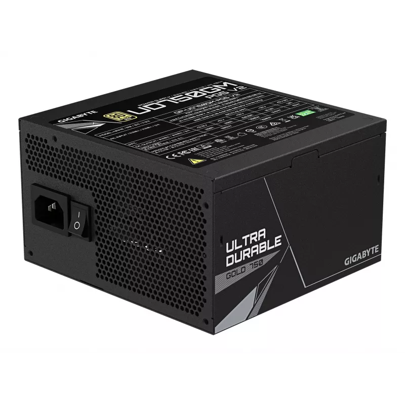 GIGABYTE UD750GM PG5 V2 toiteplokk – PCIe Gen 5.1, 80 PLUS Gold, täismodulaarne disain, 120 mm ventilaator, ATX 3.1 ühilduv, EL pistik