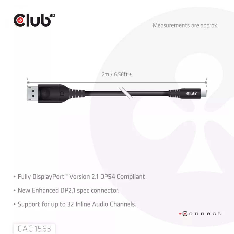 CLUB3D CAC-1563 videokaabli adapter 2 m USB USB-C DisplayPort must