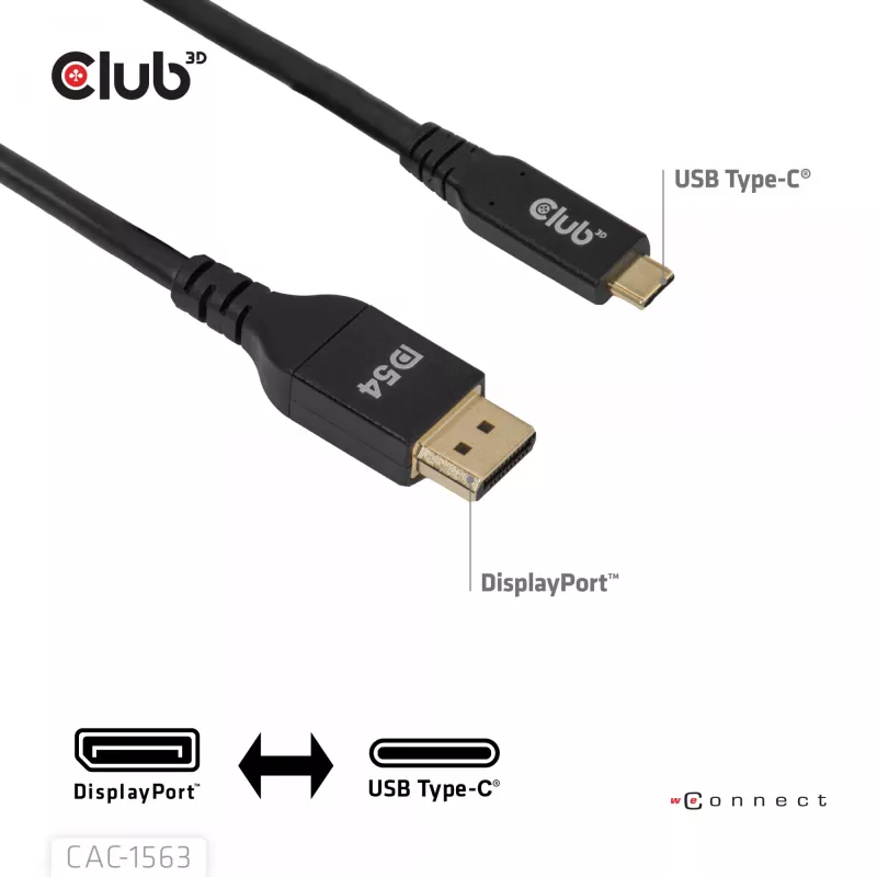CLUB3D CAC-1563 videokaabli adapter 2 m USB USB-C DisplayPort must