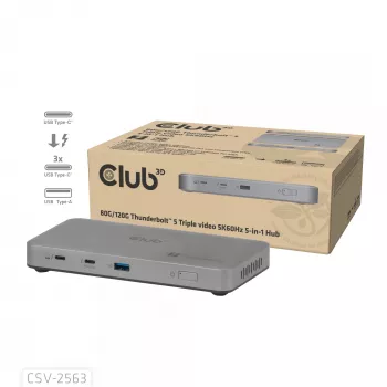 CLUB3D CSV-2563 5-1 Thunderbolt™ 5 Hub Triple video 5K60Hz Thunderbolt™ Share Sertifitseeritud 180 W