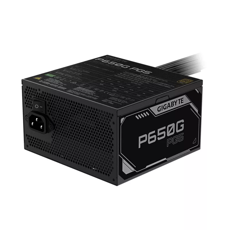 GIGABYTE P650G PCIE 5.1 toiteplokk – PCIe 5.1, 80 PLUS Silver, 120 mm ventilaator, ATX 3.1 ühilduv, EU pistik