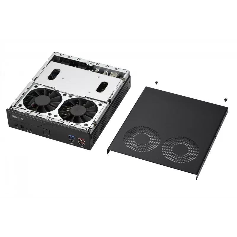 Shuttle Slim PC DH770, S1700, 2x HDMI, 2x DP, 2x 2.5G LAN, 2x COM, 8x USB, 1x 2,5 tolli, 2x M.2, 24/7 pidev töö, koos VESA kinnitusega