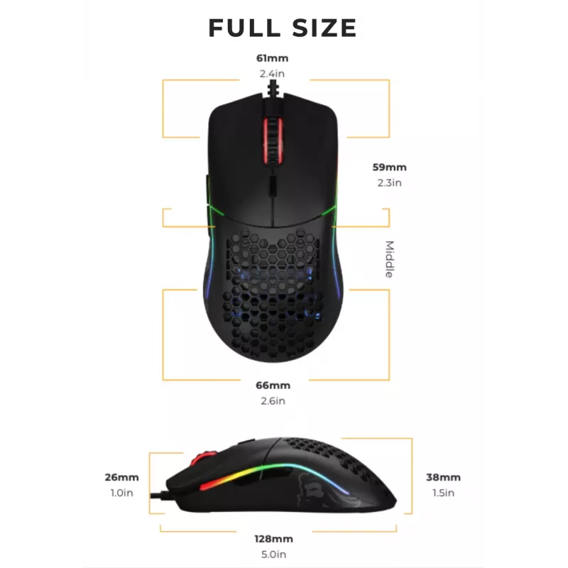 Glorious Gaming Glorious Model O hiir Regular (must), paremakäeline, optiline, USB Type-A, 12000 DPI, must