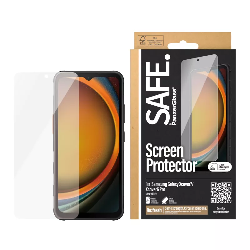 PanzerGlass SAFE. by ® Ekraanikaitse Samsung Galaxy Xcover7 | Xcover6 Pro | Ultra-Wide Fit