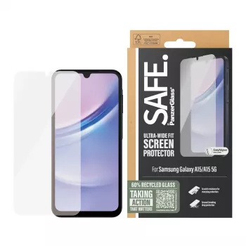 PanzerGlass SAFE. by ® Ekraanikaitse Samsung Galaxy A15 | A15 5G | Ultra-Wide Fit koos EasyAligneriga