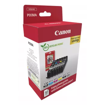 Canon PGI-530/CLI-531 PVP tindikassett 6 tk Originaal Must, Tsüaan, Hall, magenta, Fotomust, Kollane