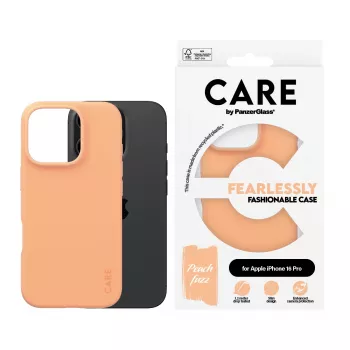 PanzerGlass CARE by moodne ümbris Peachy iPhone 16 Pro läbipaistev ümbris