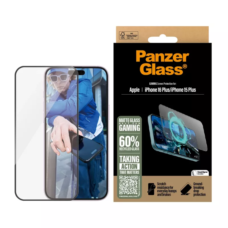 PanzerGlass® Gaming ekraanikaitse iPhone 16 Plus | 15 Plus | Ultra-Wide Fit