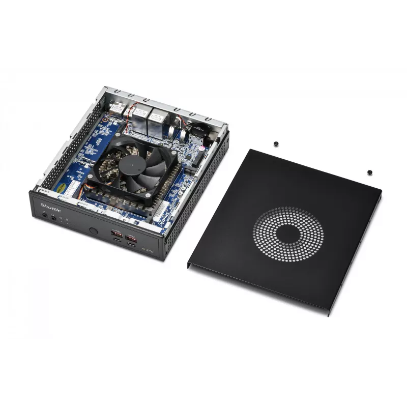 Shuttle Slim AI PC DN11H7 Intel Core Ultra 7 155H, Intel Arc graafika, 2xHDMI, 2x DP, 4x 2.5 Gbit LAN, VESA, 24/7 pidev töö