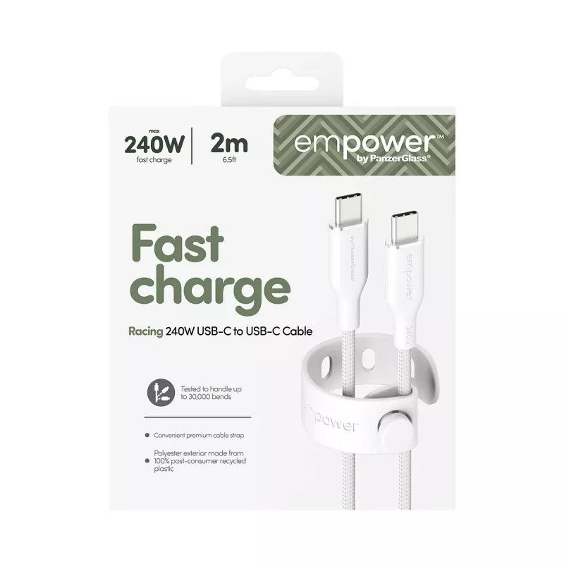 PanzerGlass empower™ by ® Racing 240W USB-C to USB-C kaabel | USB 2.0 | 2 m | hõbevalge