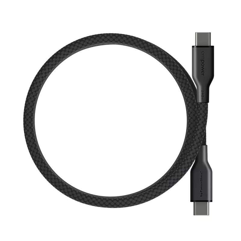 PanzerGlass empower™ by ® Magnetic 240W USB-C to USB-C kaabel | USB 2.0 | 1,5 m | Kosmose-must