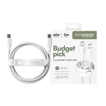 PanzerGlass empower™ by ® Racing 60W USB-C to USB-C kaabel | USB 2.0 | 2M | Hõbevalge
