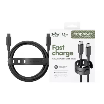 PanzerGlass empower™ by ® Racing 240W USB-C–USB-C kaabel | USB 2.0 | 1,2 m | kosmose must