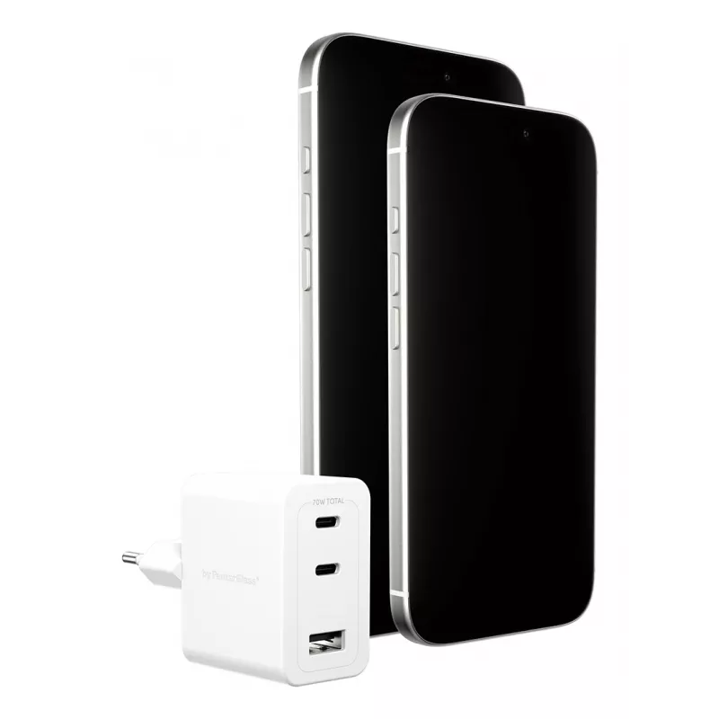PanzerGlass empower™ by ® Turbo 70W Multiple Charger incl. 2 x USB-C + USB-A | EU Plug | Silver Valge
