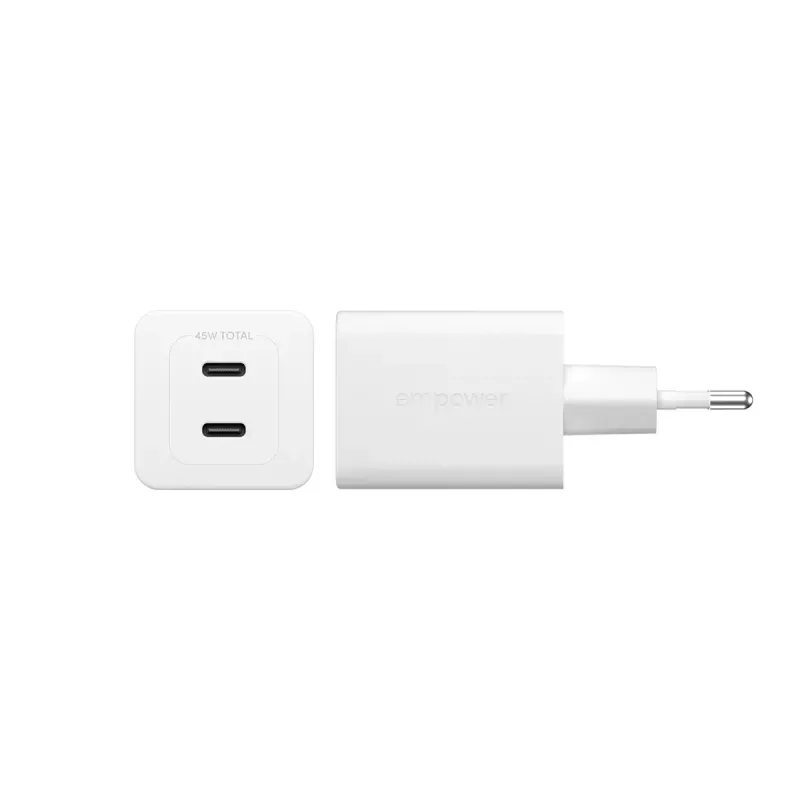 PanzerGlass empower™ by ® Turbo 45W Charger incl. 2 x USB-C | EU Plug | Silver Valge