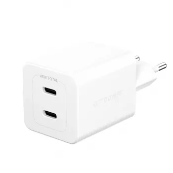 PanzerGlass empower™ by ® Turbo 45W Charger incl. 2 x USB-C | EU Plug | Silver Valge