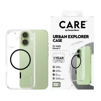 Kaitseümbris PanzerGlass CARE by Flagship Case Transparent Urban Explorer Black MagSafe iPhone 17
