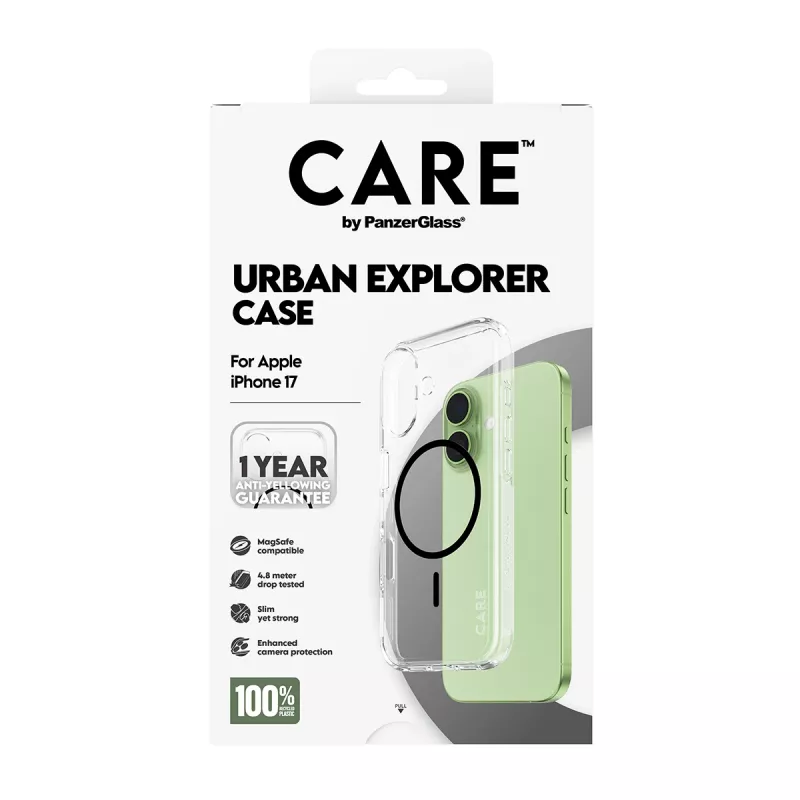 Kaitseümbris PanzerGlass CARE by Flagship Case Transparent Urban Explorer Black MagSafe iPhone 17