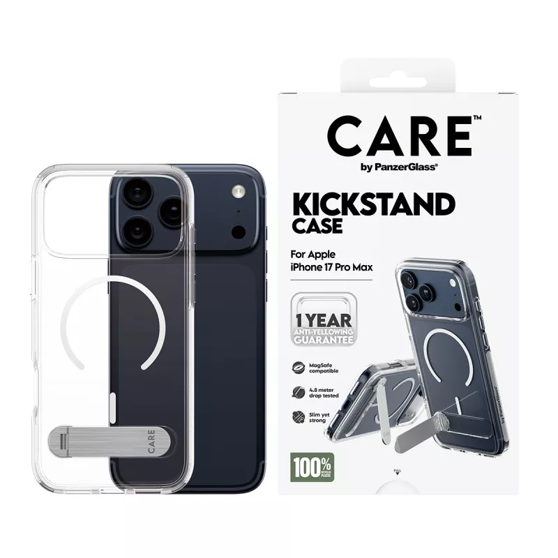 PanzerGlass CARE™ by ® läbipaistev ümbris koos alusega ja MagSafe'iga iPhone 17 Pro Max