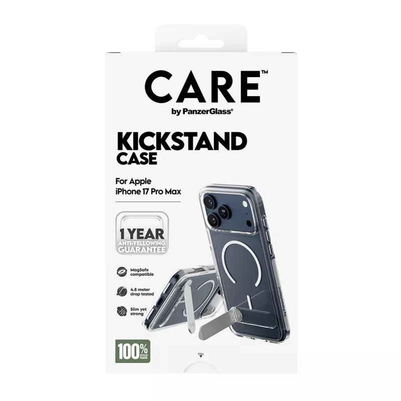 PanzerGlass CARE™ by ® läbipaistev ümbris koos alusega ja MagSafe'iga iPhone 17 Pro Max