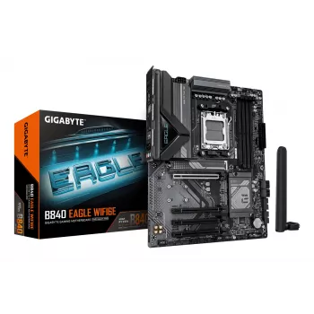 GIGABYTE B840 EAGLE WIFI6E emaplaat - AMD Ryzen 9000 protsessoritele, 8+2+2 faasi VRM, kuni 8200MHz DDR5(O.C), 2xPCIe 4.0 + 1xPCIe 3.0 M.2, Wi-Fi 6E, 2.5GbE LAN, USB 3.2 Gen 2