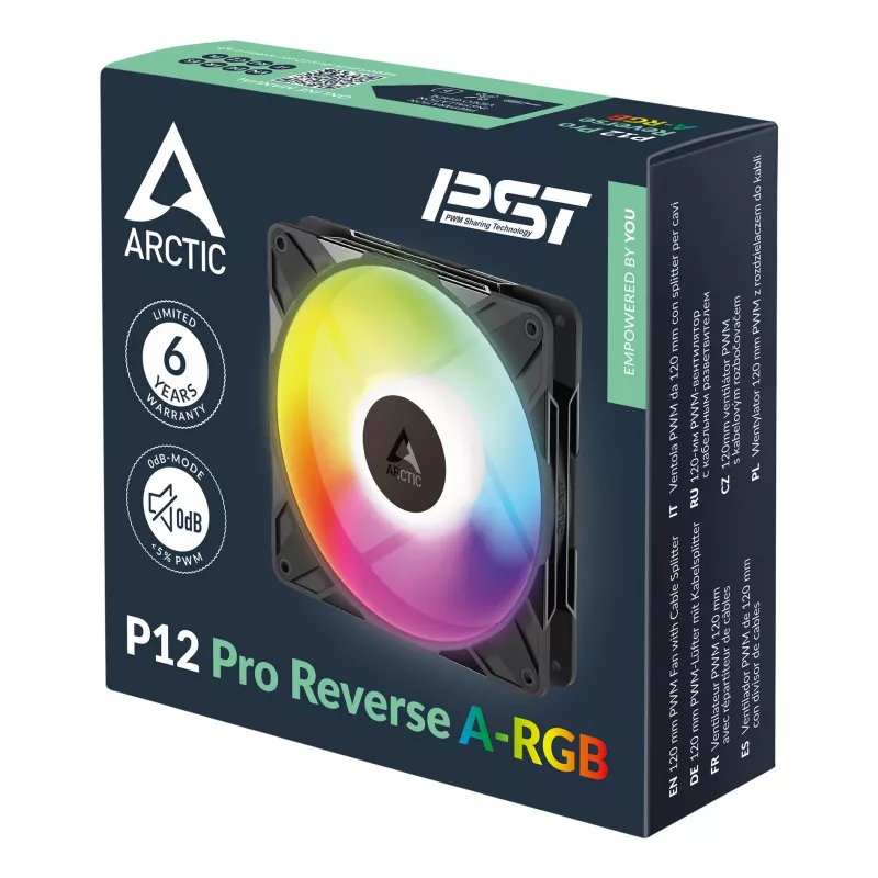 ARCTIC Freezer P12 Pro Reverse A-RGB 120 mm A-RGB - PWM ventilaator kaablijagajaga