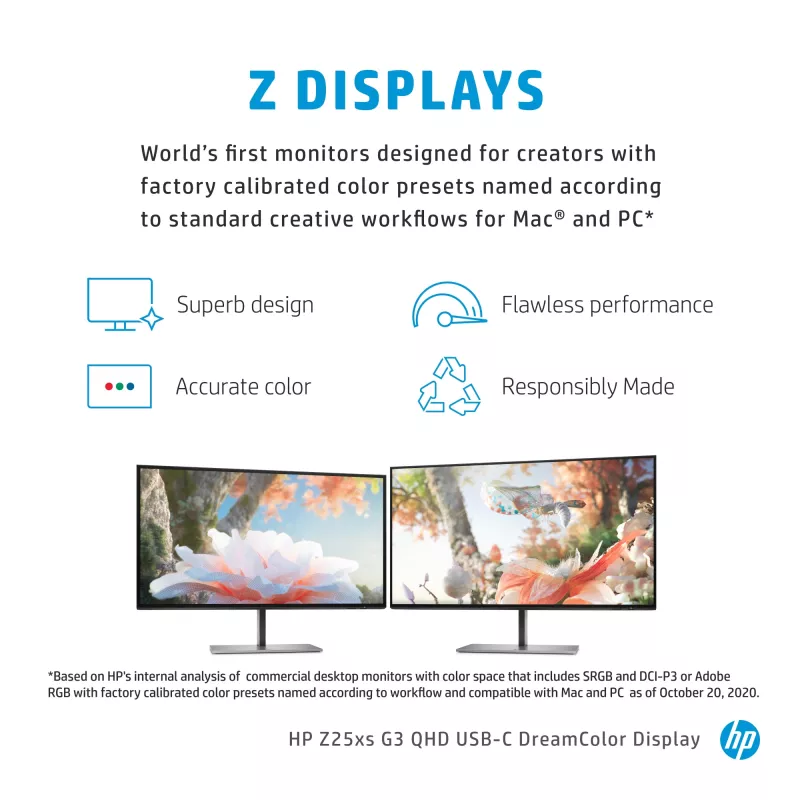HP Z25xs G3 arvutimonitor 63,5 cm (25 tolli) 2560 x 1440 pikslit Quad HD must