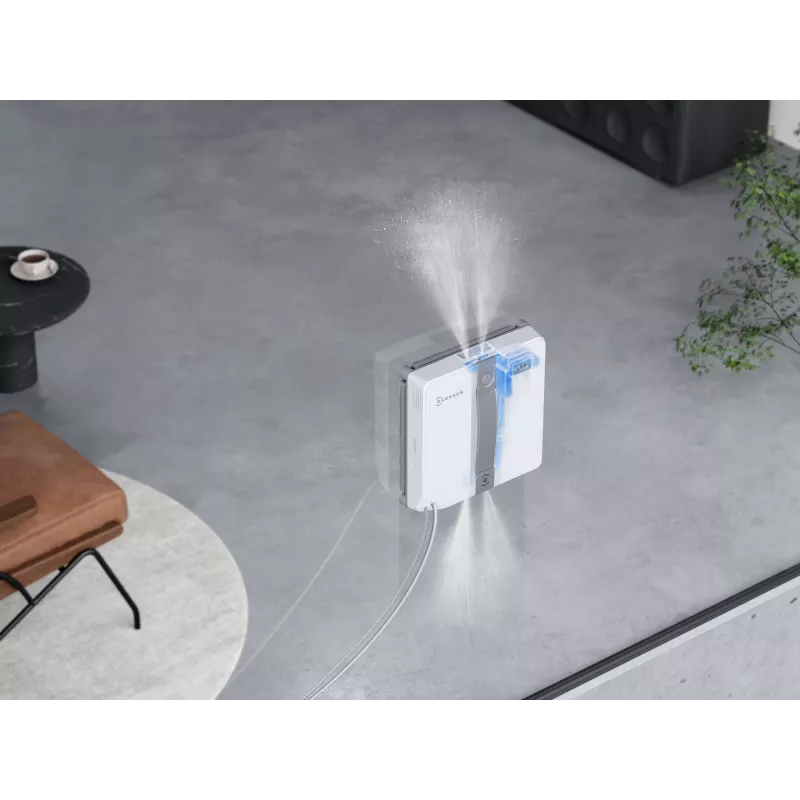 Akende puhastusrobot Ecovacs WINBOT MINI — iminapp, Li‑Ion aku, min aken 22×25 cm, 1,3 kg, 215×215×55 mm, hall/valge