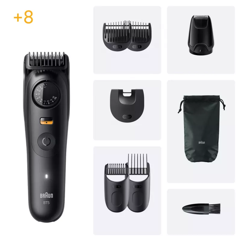 Braun BeardTrimmer 5 BT5560 habemeajamismasin, aku, 40, 2 cm, märg ja kuiv, must