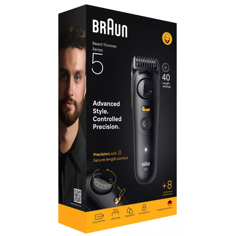 Braun BeardTrimmer 5 BT5560 habemeajamismasin, aku, 40, 2 cm, märg ja kuiv, must