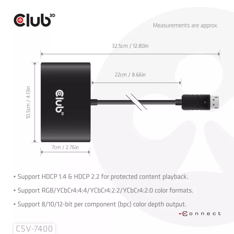 CLUB3D Quad DisplayPort™ Hub – 4 x 4K eraldusvõime @ 30 Hz, MST tugi