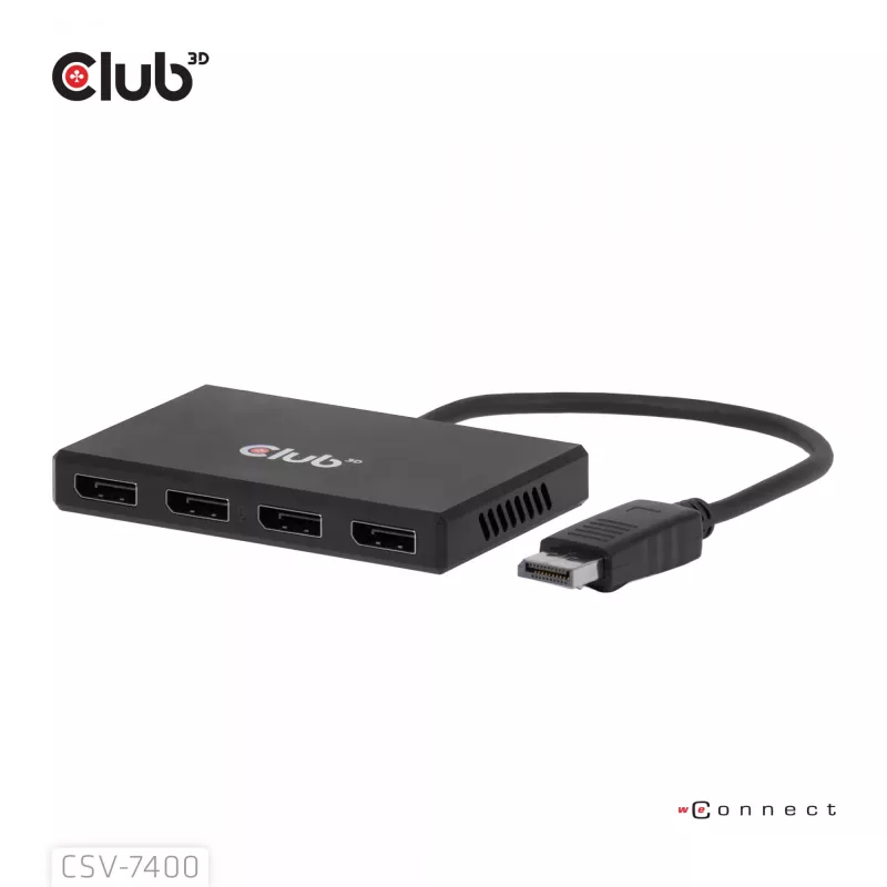 CLUB3D Quad DisplayPort™ Hub – 4 x 4K eraldusvõime @ 30 Hz, MST tugi