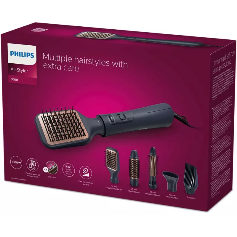 Philips 5000 seeria BHA530/00 soengukomplekt — juuksesirgendaja ja -koolutaja, 1000 W, 3 kuumutusastet, ioonne, 5 lisatarvikut, 2 m juhe, must