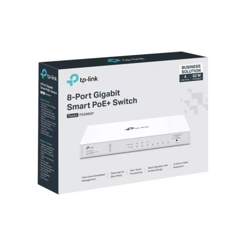 TP-Link FESTA FS308GP võrgulüliti, hallatav Gigabit Ethernet (10/100/1000) Power over Ethernet (PoE), valge