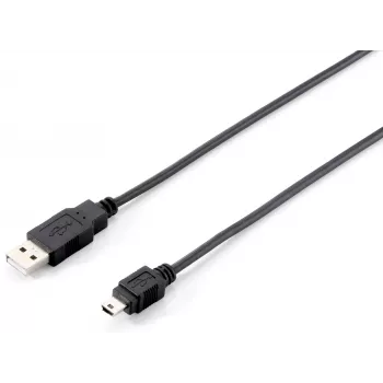 Equip USB 2.0 Tüüp A to Mini-B kaabel, 1.8m, 1.8 m, USB A, Mini-USB B, USB 2.0, Male/Male, Must
