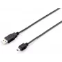 Equip USB 2.0 Tüüp A to Mini-B kaabel, 1.8m, 1.8 m, USB A, Mini-USB B, USB 2.0, Male/Male, Must