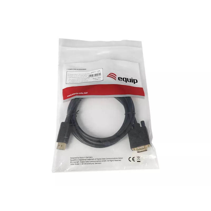 Equip DisplayPort isane VGA (HD15) isasele kaablile, 2 m, VGA (D-Sub), DisplayPort, isane, isane, sirge