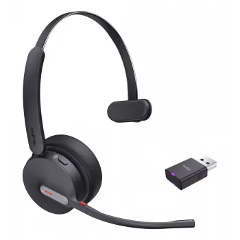 Yealink WH64 hübriidne mono Teams-peakomplekt, juhtmevaba, peapael, kontor/kõnekeskus, Micro-USB, Bluetooth, must
