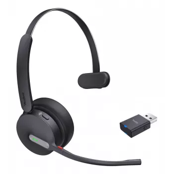 Yealink WH64 hübriidne mono Teams-peakomplekt, juhtmevaba, peapael, kontor/kõnekeskus, Micro-USB, Bluetooth, must