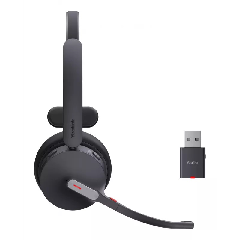 Yealink WH64 hübriidne mono Teams-peakomplekt, juhtmevaba, peapael, kontor/kõnekeskus, Micro-USB, Bluetooth, must