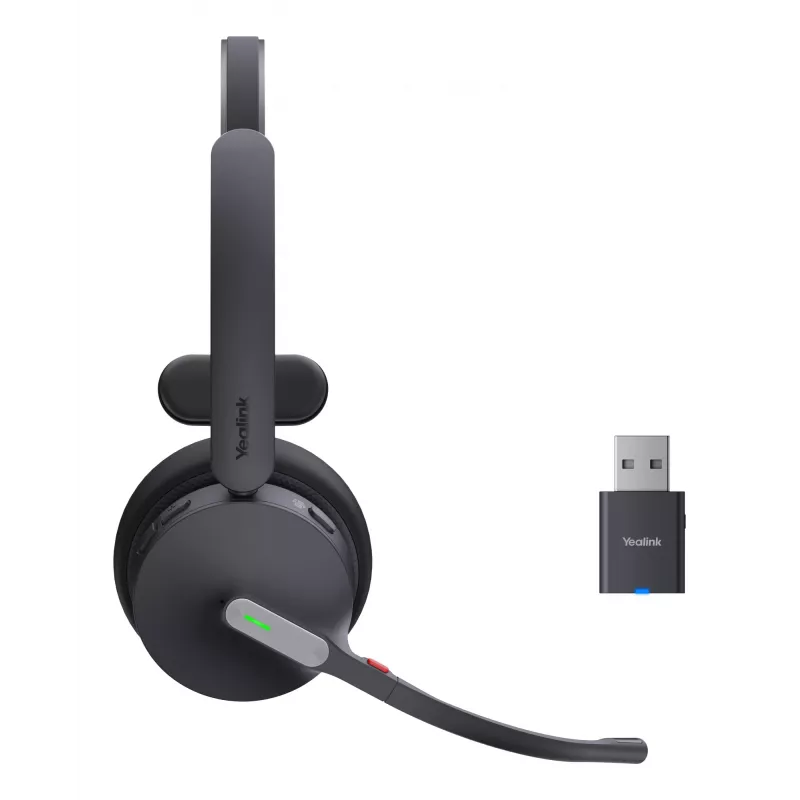 Yealink WH64 hübriidne mono Teams-peakomplekt, juhtmevaba, peapael, kontor/kõnekeskus, Micro-USB, Bluetooth, must